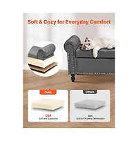 Slickblue Upholstered Storage Bench with Tufted Seat and Wood Legs