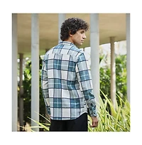 Campus Sutra Men's Steel Blue Overlaping Check Shirt