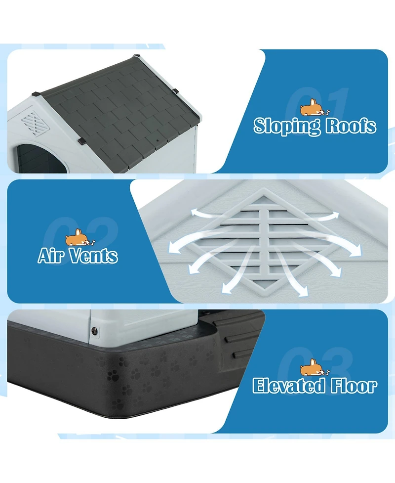 Gymax Dog House Pet Puppy Shelter Waterproof Indoor/Outdoor Ventilate