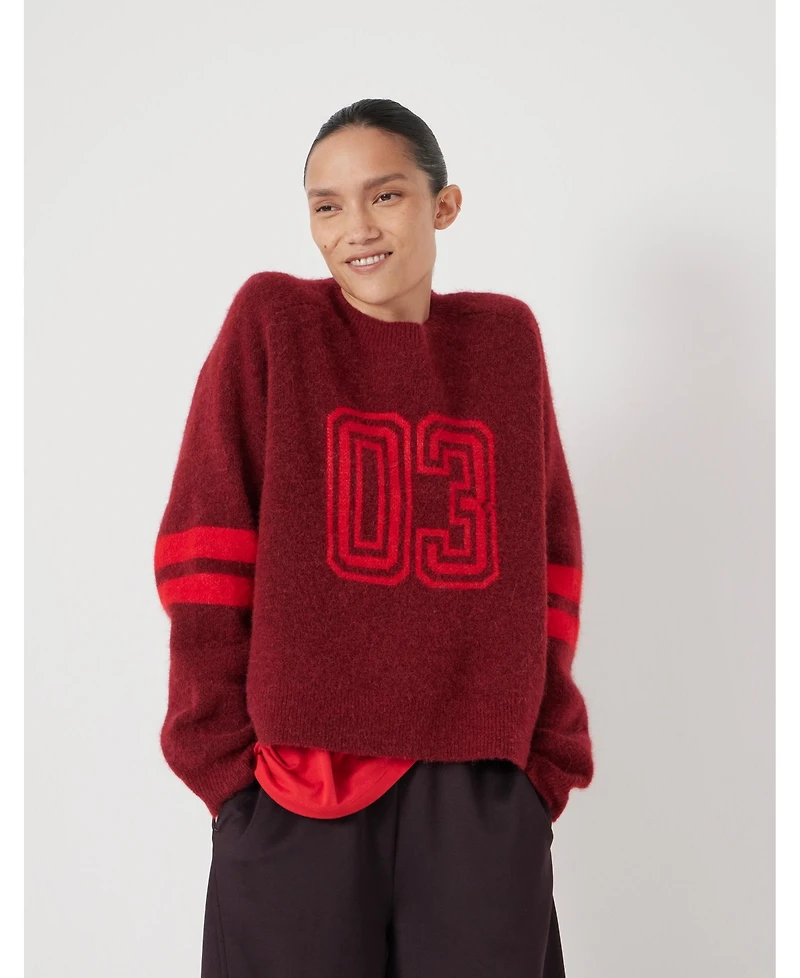 Hush Women's Varsity Jacquard Wool Blend Sweater