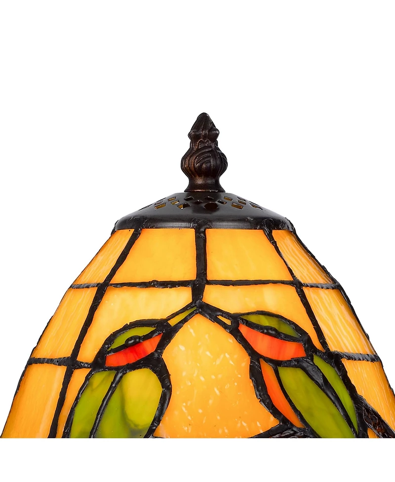 Slickblue Painted Avian Pair Tiffany Style Shade Elegant and Colorful Lighting Accent Lamp