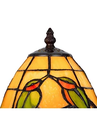 Slickblue Painted Avian Pair Tiffany Style Shade Elegant and Colorful Lighting Accent Lamp