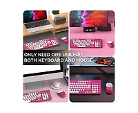 Wireless Keyboard And Mouse Combo - 2.4GHz Cordless, Cute Round Keys, Quiet Slim Set for Laptop, Computer