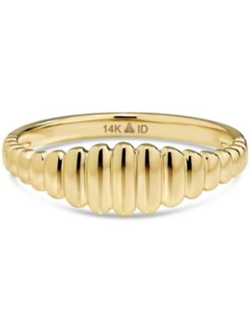 Devata Ribbed Ring In 14k Gold Size 9 Approx. 1.9 Grams.
