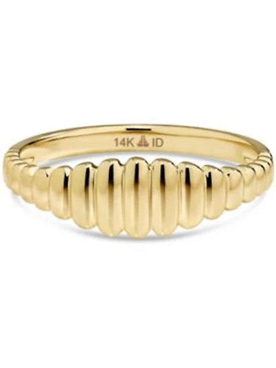 Devata Ribbed Ring In 14k Gold Size 9 Approx. 1.9 Grams.