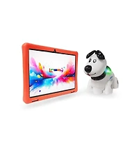 Linsay New 10.1" Funny Kids Octa Core 128GB Tablet with Green Kids Defender Case and Back Pack Newest Android 13