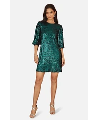 Yumi Women's Balloon Sleeve Sequin Mini Dress