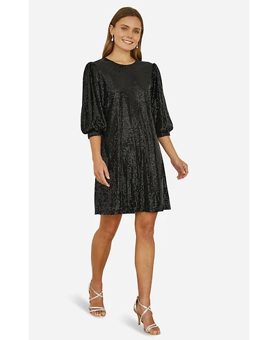 Yumi Women's Balloon Sleeve Sequin Mini Dress