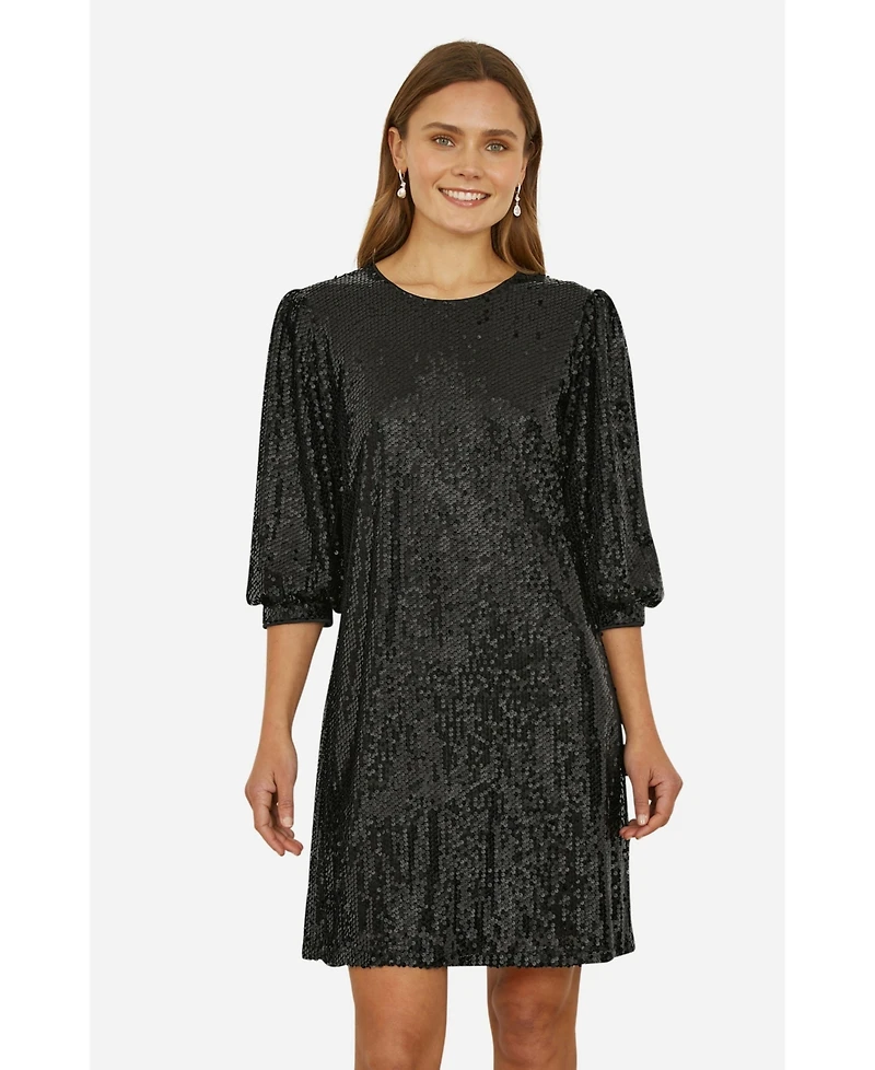 Yumi Women's Balloon Sleeve Sequin Mini Dress