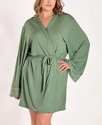 iCollection Plus Stretch Knit Long-Sleeve Robe