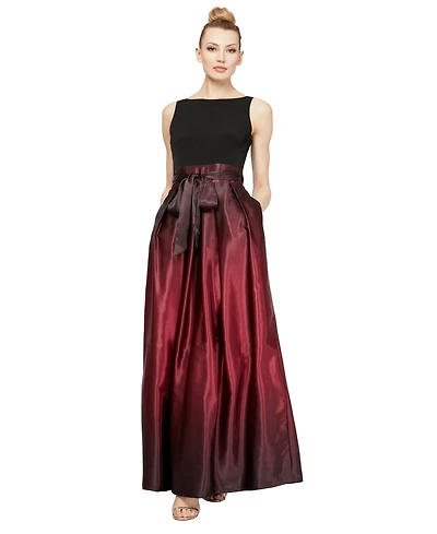 Sl Fashions Ombre Satin Bow Sash Gown
