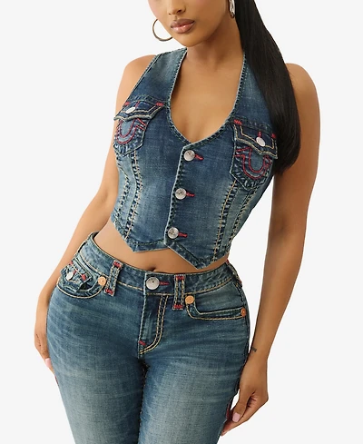 True Religion Women's Super T Denim Vest