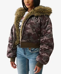 True Religion Women's Camo Relaxed Girlfriend Jacket