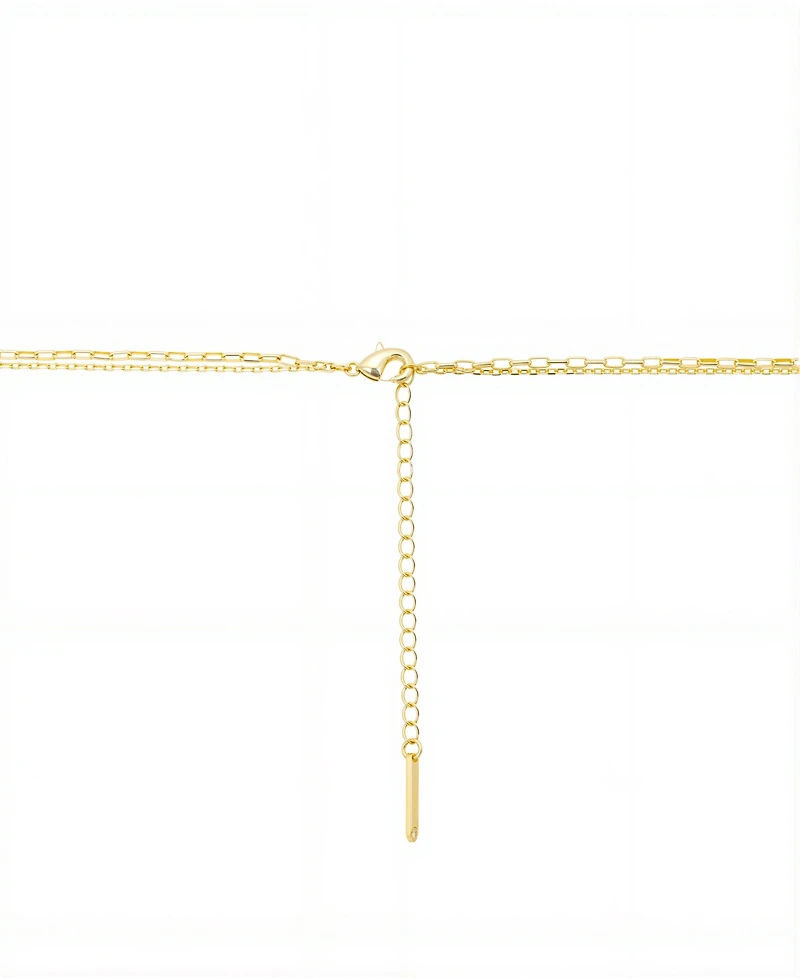 Mother of Pearl Inlay flower rose paperclip chain layered necklace with extender