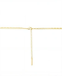 Mother of Pearl Inlay flower rose paperclip chain layered necklace with extender