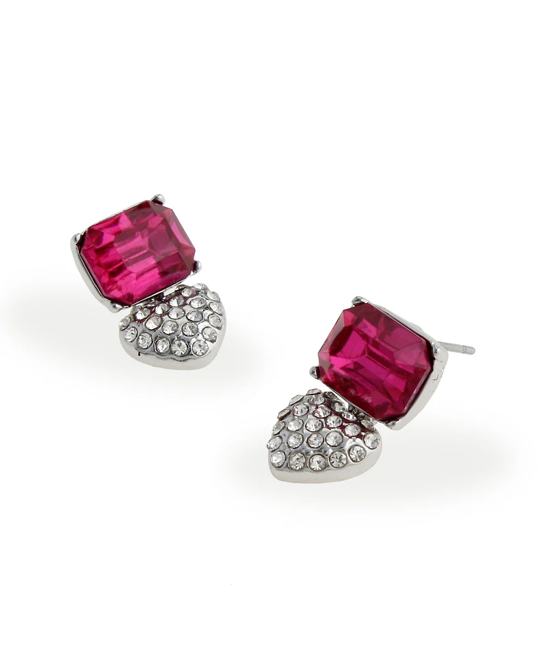 Steve Madden Faux Stone Heart Charm Drop Earrings