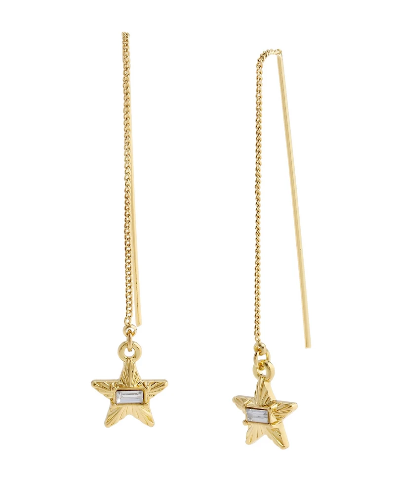 Steve Madden Faux Stone Crystal Star Charm Threader Earrings
