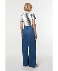 Karen Millen Women's Denim Wide Leg Trousers