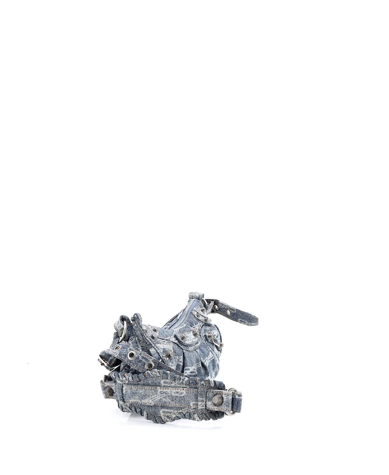 Pre-Owned Balenciaga Xs Le Cagole Giant Studs Shoulder Bag Bb Denim