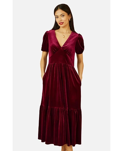 Yumi Women's Velvet Midi Dress