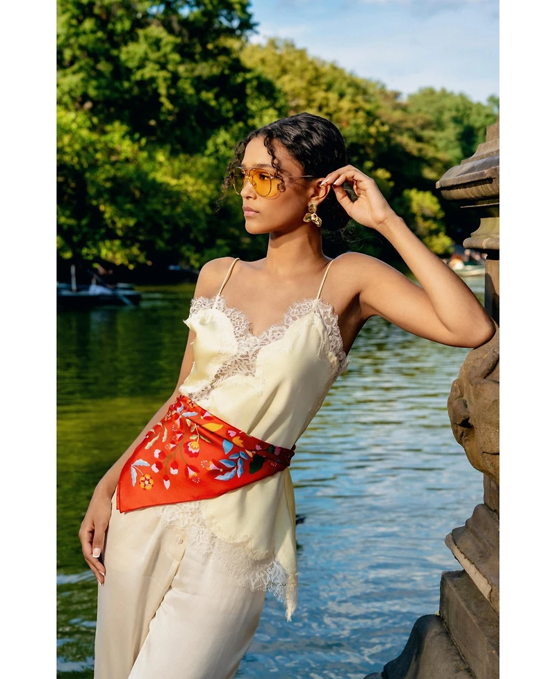 Jessie Zhao New York Festival Flora Double Sided Silk Scarf