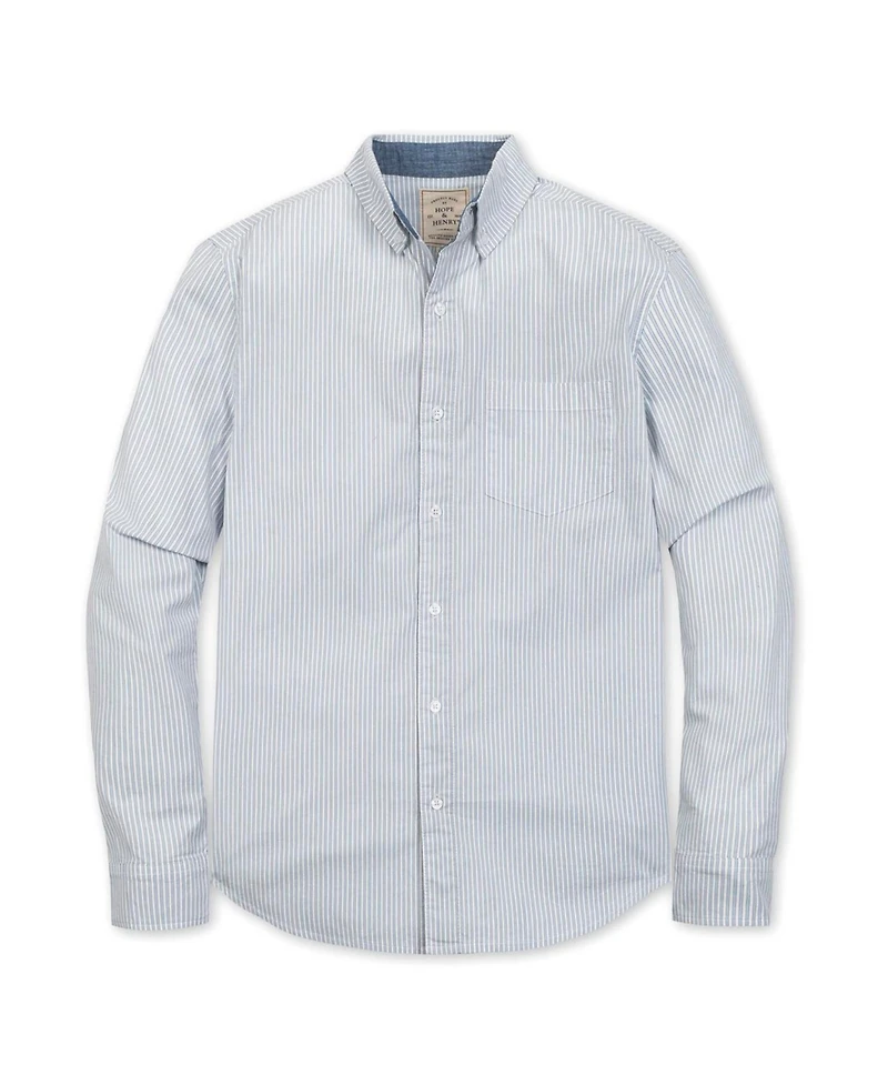 Hope & Henry Men's Organic Long Sleeve Stretch Poplin Button Down Shirt