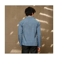 Campus Sutra Men's Azure Blue Striped Cuban Shirt