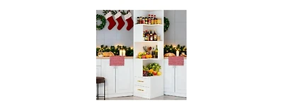 Tribesigns 5-Tier Kitchen Pantry with 2 Drawers, Kitchen Cabinet with Storage, White