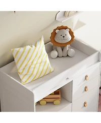 Homsee 5-Drawer Changing Table，Stylish Chest of Drawers, Dresser, Storage Cabinet with Open Shelf
