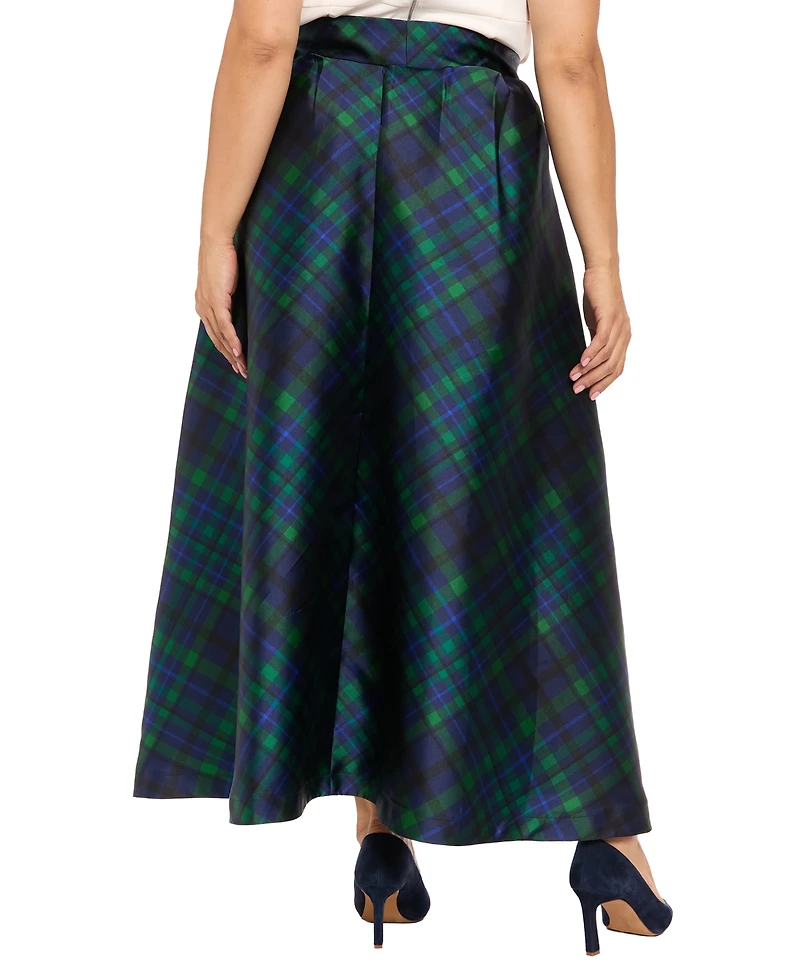 Muse Plus High-Low Plaid Ball Gown Skirt