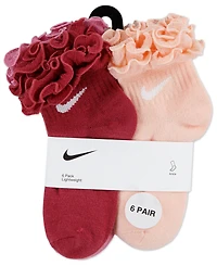 Nike Girls 4-7 Ruffle Detail Ankle Socks, 6-Pack