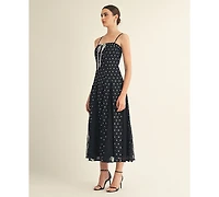Arose Studio, Inc Women's Square Neck Ribbon Detail Long Dress