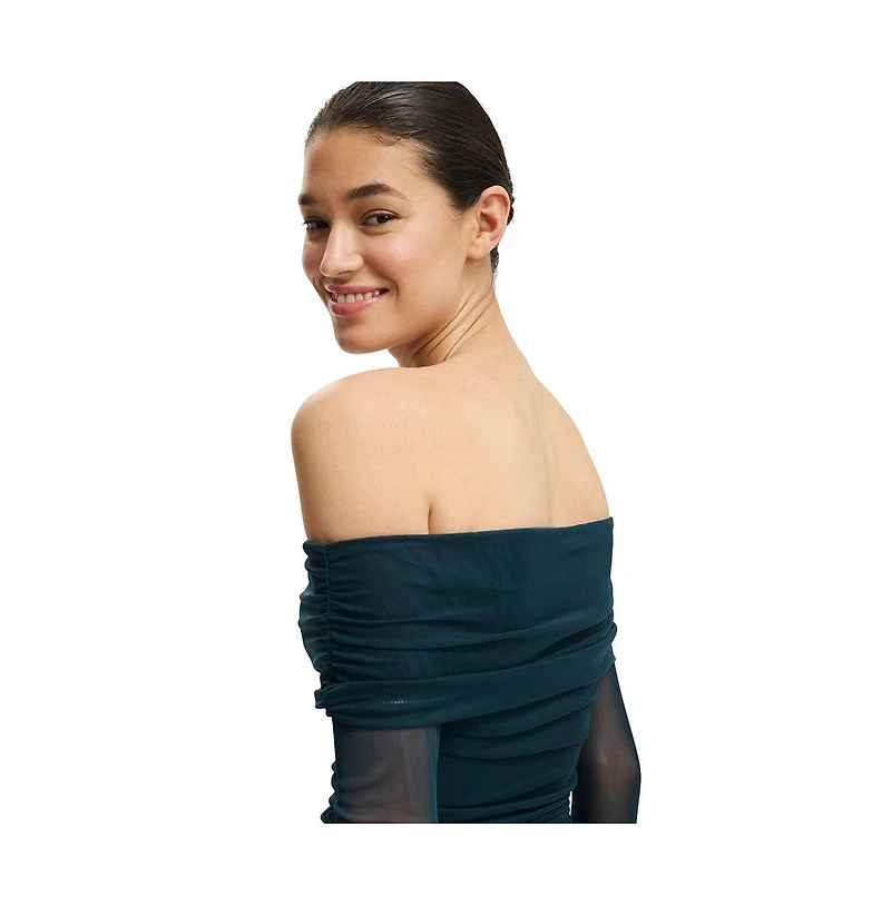 Cotton On Women's Ashley Off Shoulder Mesh Long Sleeve Top