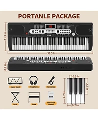 61 Key Electronic Keyboard Piano for Beginners Musical Keyboard with Piano Stand Lcd Screen and 3 Teaching Modes
