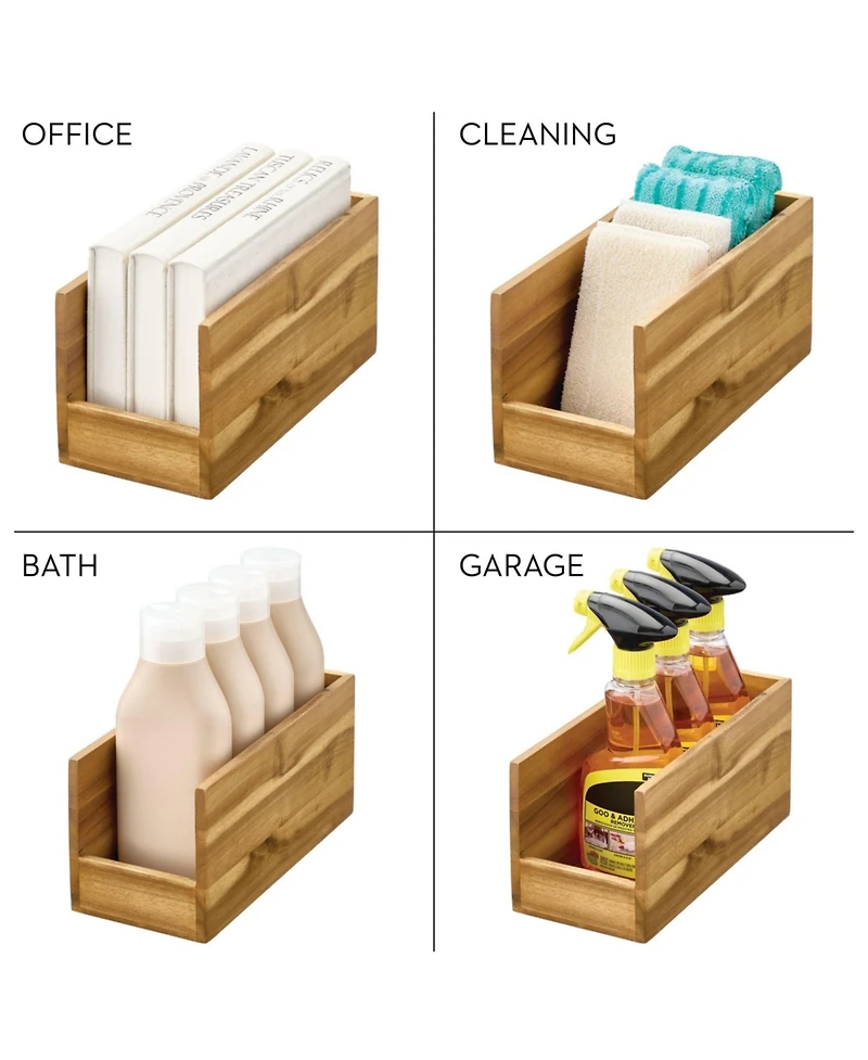 iDesign Acacia Wood Open-Front Pantry Bin - Set of