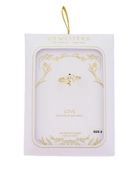 Unwritten Cubic Zirconia Gold Plated Heart Bypass Ring