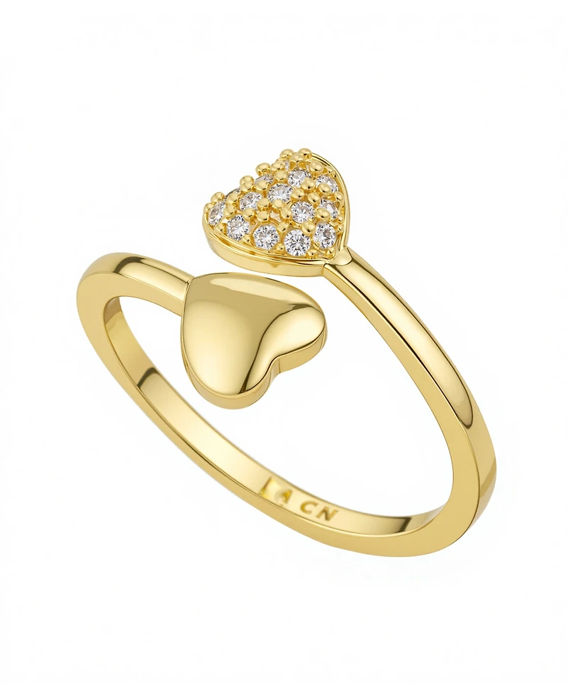 Unwritten Cubic Zirconia Gold Plated Double Heart Ring