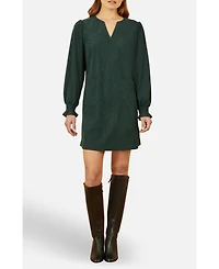 Yumi Women's Long Sleeve V-Neck Mini Dress