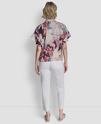 Dkny Women's Short-Sleeve Button-Front Shirt