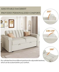 Maison Boucle Pull-Out Sleeper Loveseat Sofa with Adjustable Backrest, Small Space Convertible Couch Bed for Guest Room or Apartment