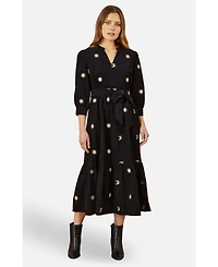 Yumi Women's Cosmic Embroidery Cord Midi Shirt Dress