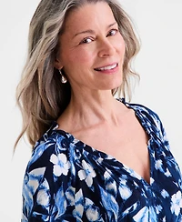 Style & Co Women's Printed Flutter-Sleeve Top, Macy's Exclusive