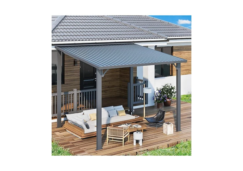 Aecojoy 10'X8' Hardtop Gazebo Outdoor Pergola Lean to Metal Pergolas