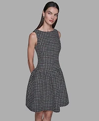 Karl Lagerfeld Paris Women's Mini Grid Nubby Tweed Sheath Dress