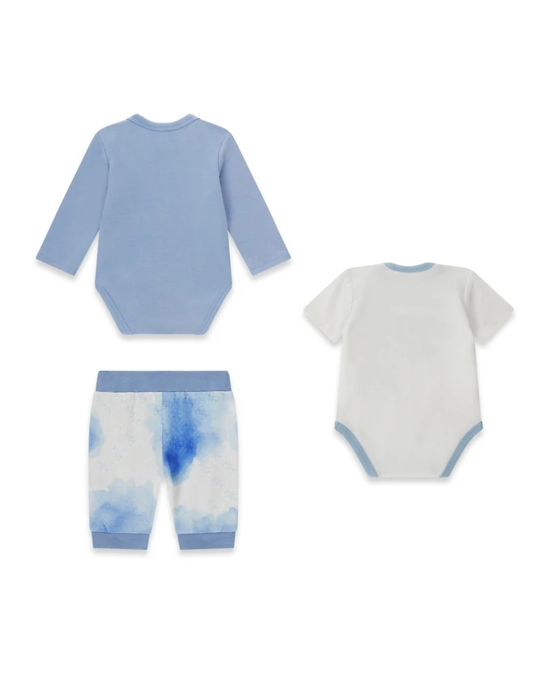 Guess Baby Boys Long-Sleeve Bodysuit, Short-Sleeve Bodysuit and Pants, 3-Piece Set