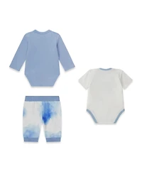 Guess Baby Boys Long-Sleeve Bodysuit, Short-Sleeve Bodysuit and Pants, 3-Piece Set