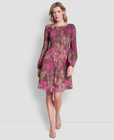 Dkny Women's Long-Sleeve Release Pleat Shift Dress