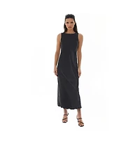 Bebe Women's Satin Sleeveless A-Line Maxi Dress