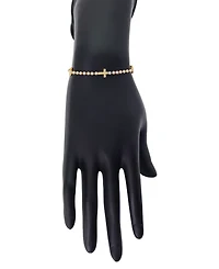 Unwritten Triple Cross Glass Pearl Bolo Bracelet