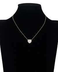 Unwritten Mother Of Pearl Inlay Cubic Zirconia Heart Necklace with Extender